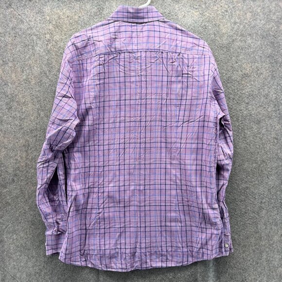 Hugo Boss Dress Shirt Men 16.5 42 Pink Button Down Windowpane Dress Slim Classic - Picture 2 of 10